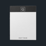 Bloc De Notas Monograma inicial con marco blanco negro<br><div class="desc">Monograma inicial con marco blanco negro Un fondo sólido y negro elegante con un área enmarcada en blanco para su monograma, nombre u otro texto. También puede cambiar el tipo de letra del texto, cambiar el tamaño y el color del tipo de letra, mover el texto, etc. Si quieres este...</div>