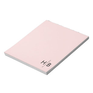Bloc De Notas Monograma inicial femenino moderno de color rosa