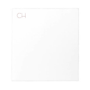 Bloc De Notas Monograma Inicial Moderno Minimalista Plano Simple
