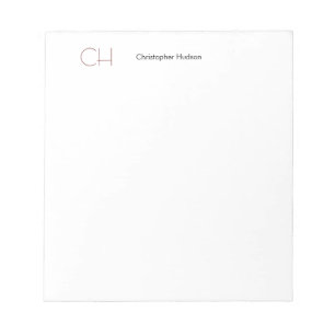 Bloc De Notas Monograma Inicial Moderno Minimalista Plano Simple