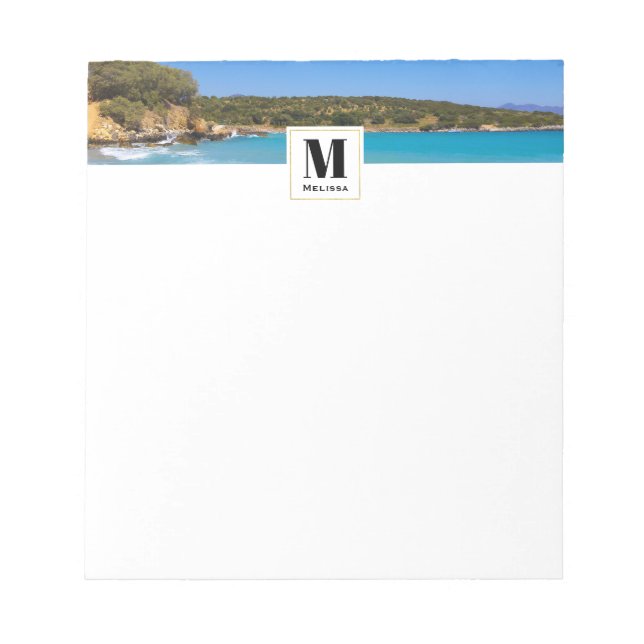 Bloc De Notas Monograma Isla Tropical Playa Exótica (Frente)