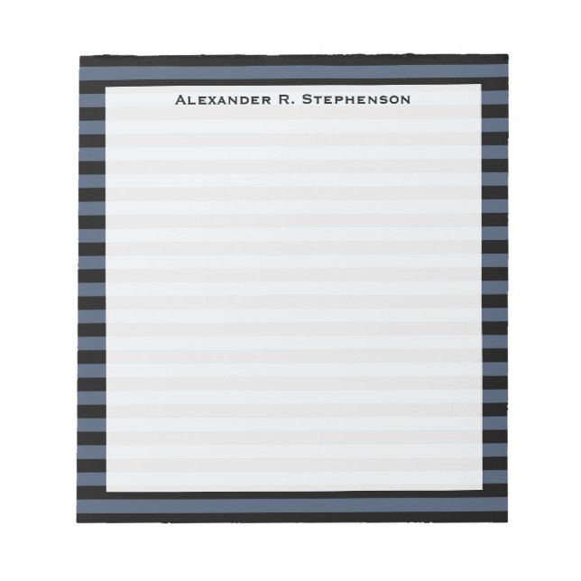 Bloc De Notas Monograma Jeans Azules Banda Azul y Negra (Frente)