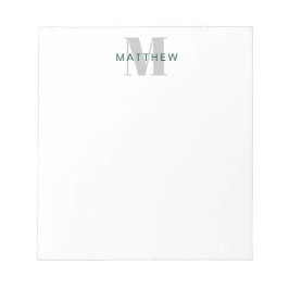 Bloc De Notas Monograma Masculino inicial/nombre Verde oscuro y