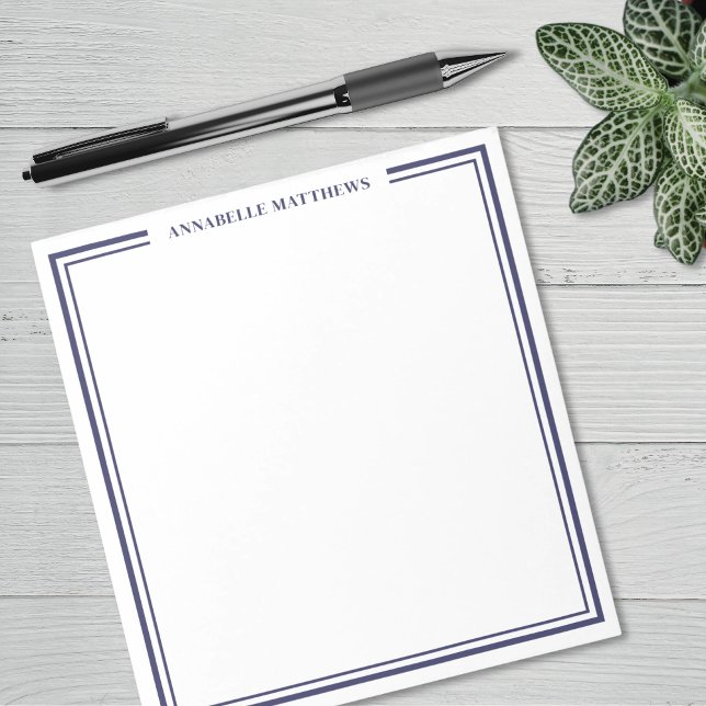 Bloc De Notas Monograma minimalista de azul marino (Navy Blue Minimalist Monogram Notepad)