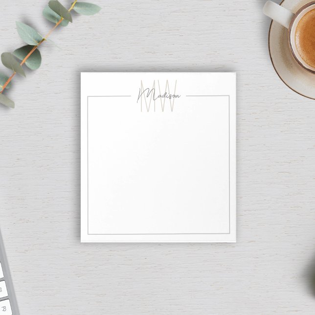 Bloc De Notas Monograma Minimalista moderno (Modern Minimalist Monogram Notepad by MINTIC DESIGN STUDIO)