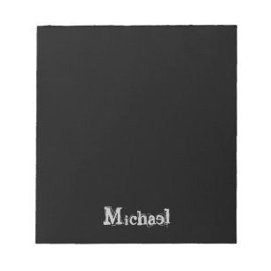 Bloc De Notas Monograma minimalista moderno nombre blanco negro