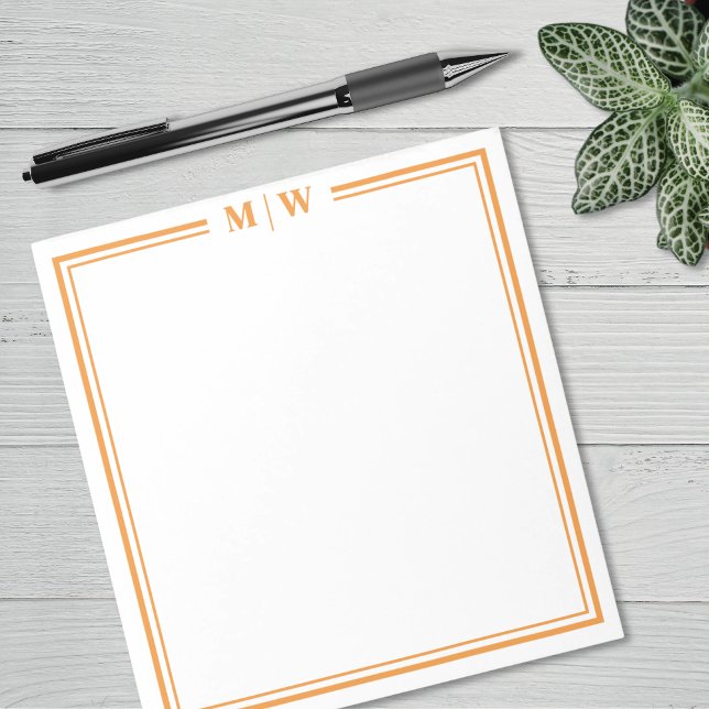 Bloc De Notas Monograma Minimalista Naranja (Orange Minimalist Monogram Notepad)