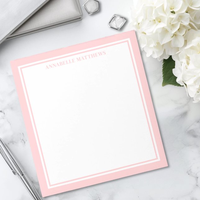 Bloc De Notas Monograma minimalista rosa rubor (Blush Pink Minimalist Monogram Notepad )