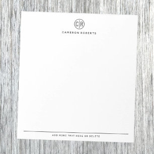 Bloc De Notas Monograma mínimo moderno monogramado