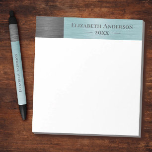 Bloc De Notas Monograma Moderna en Metal Brillado