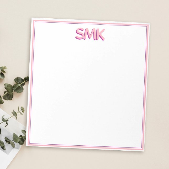 Bloc De Notas Monograma Moderna Iniciales con Sombra Elegantes (Subido por el creador)