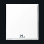 Bloc De Notas Monograma moderno elegante minimalista azul y blan<br><div class="desc">Monograma moderno elegante Bloc de notas minimalista azul y blanco</div>