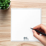 Bloc De Notas Monograma moderno elegante minimalista azul y blan<br><div class="desc">Monograma moderno elegante Bloc de notas minimalista azul y blanco</div>