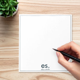 Bloc De Notas Monograma moderno elegante minimalista azul y blan