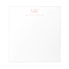 Bloc De Notas Monograma moderno elegante simple rosa