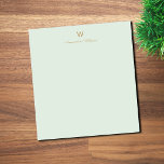 Bloc De Notas Monograma moderno en verde salvia dorado<br><div class="desc">Un diseño de monograma elegante y moderno con tipografía manuscrita minimalista dorada y tipografía sans serif en un elegante fondo verde salvia pastel pálido. El monograma y el nombre se pueden personalizar fácilmente.</div>