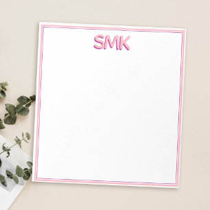 Bloc De Notas Monograma moderno iniciales de sombra trendy elega