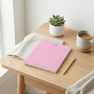 Bloc De Notas Monograma moderno minimalista personalizado rosa v
