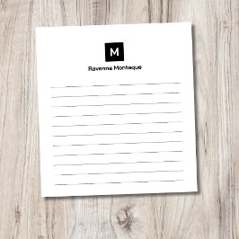 Bloc De Notas Monograma moderno negro chic trendy 