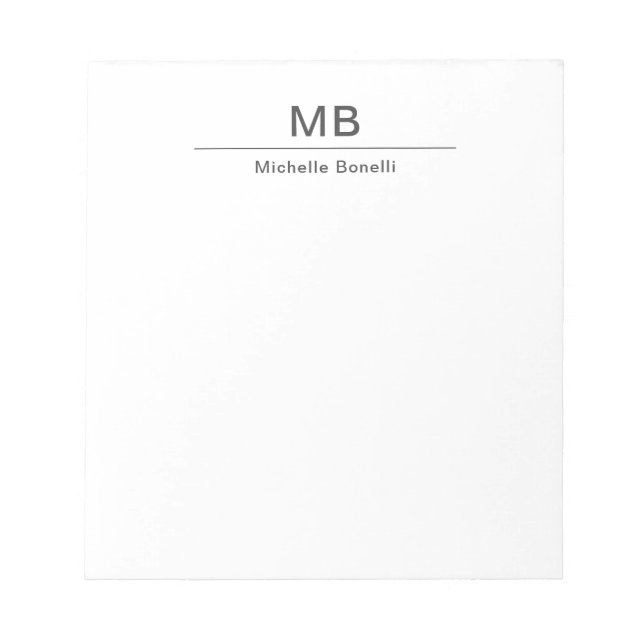 Bloc De Notas Monograma moderno profesional minimalista (Frente)