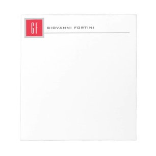 Bloc De Notas Monograma moderno profesional minimalista rojo bla