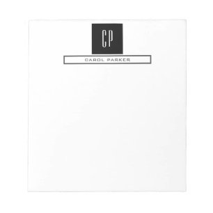 Bloc De Notas Monograma moderno profesional simple nombre