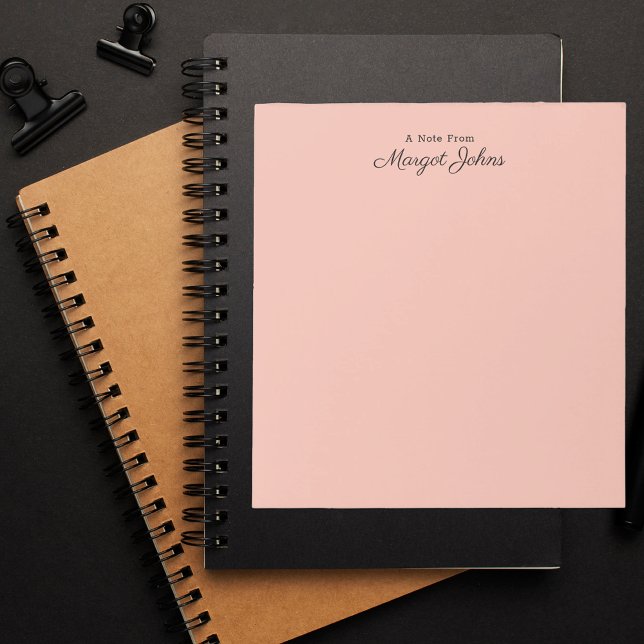 Bloc De Notas Monograma moderno Rubor simple rosa y negro (Subido por el creador)