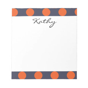 Bloc De Notas Monograma Naranja azul Moda Polka Patrón de punto