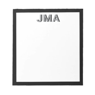 Bloc De Notas Monograma negro moderno simple