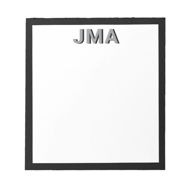 Bloc De Notas Monograma negro moderno simple (Frente)