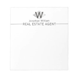 Bloc De Notas Monograma personalizada elegante de plata y negro