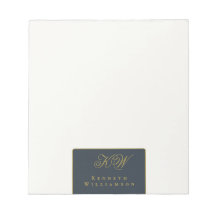 Monograma Personalizado Azul Marino Dorado Blanco 