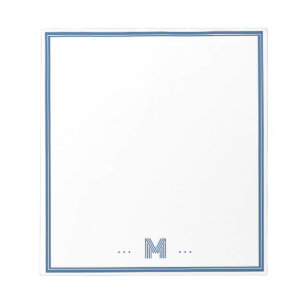 Bloc De Notas Monograma Personalizado Borde Azul Marino