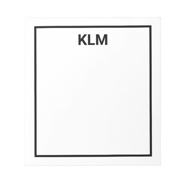 Bloc de notas monograma personalizado de 3 letras (Frente)