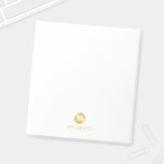 Bloc De Notas Monograma personalizado de lujo blanco y oro<br><div class="desc">Diseño de lujo blanco y dorado con monograma blanco en un elemento de círculo dorado con nombre en estilo de fuente profesional dorado sobre fondo blanco. Nota: Los detalles del Relieve metalizado se simularán en la obra de arte. Este producto no contará con ningún relieve ni capa que creen un...</div>