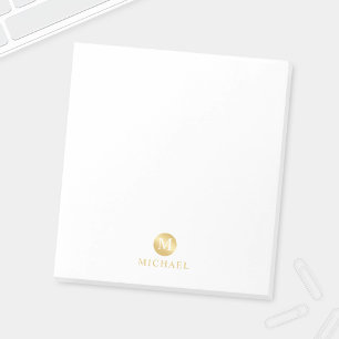 Bloc De Notas Monograma personalizado de lujo blanco y oro