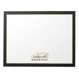 Bloc De Notas Monograma Personalizado Elegante Minimalista Hombr