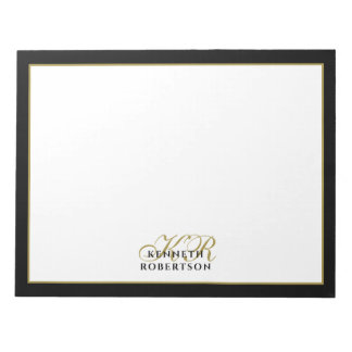 Bloc De Notas Monograma Personalizado Elegante Minimalista Hombr