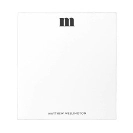 Bloc De Notas Monograma personalizado moderno minimalista sólido