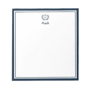 Bloc De Notas Monograma personalizado Nombre Emblema de la Crest