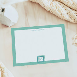 Bloc De Notas Monograma personalizado turquesa pastel moderno