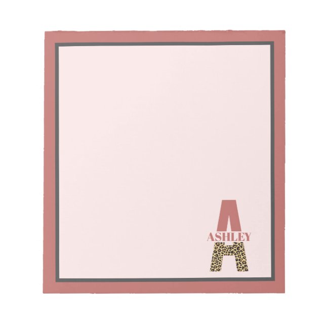 Bloc De Notas Monograma personalizado Una huella de leopardo ros (Frente)