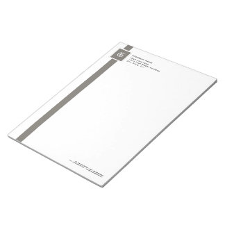 Bloc De Notas Monograma profesional Gris y franja blanca de 11" 
