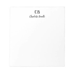 Bloc De Notas Monograma Profesional Minimalista Moderno Llano