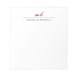 Bloc De Notas Monograma Profesional Moderno Simple Minimalista