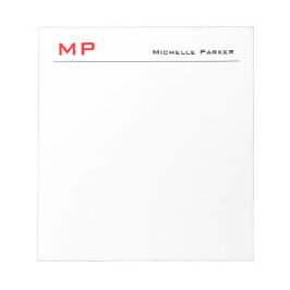 Bloc De Notas Monograma profesional rojo blanco Minimalista