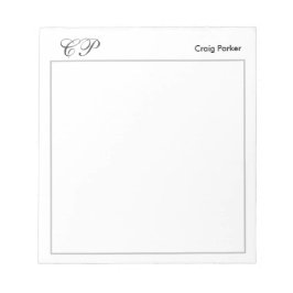 Bloc De Notas Monograma profesional simple llano de escritura a 