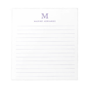 Bloc De Notas Monograma púrpura de magenta simple y moderno