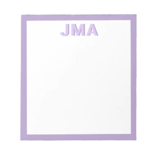 Bloc De Notas Monograma púrpura simple moderno
