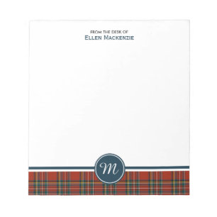 Bloc De Notas Monograma real del tartán de Stewart